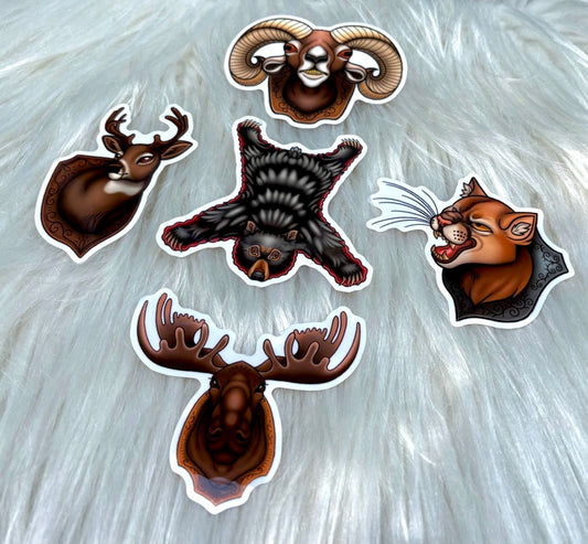Taxidermy Trophy Hunting Heads Vinyl Stickers